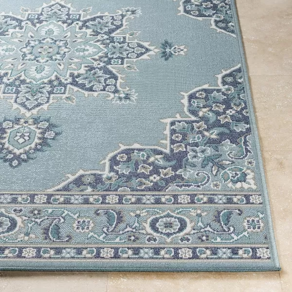 Artistic Weavers Maritza Oriental Outdoor Area Rug 53 x 77 BlackSeafoam810 Round Blue