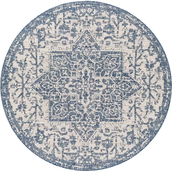 Artistic Weavers Masha Outdoor Traditional Area Rug53 Round Dark Blue