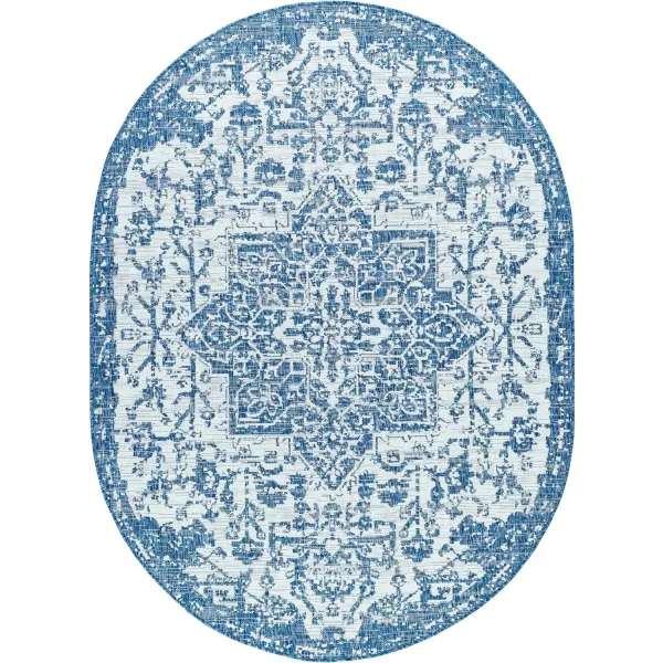 Artistic Weavers Masha Outdoor Traditional Area Rug67 x 9 Oval Dark Blue