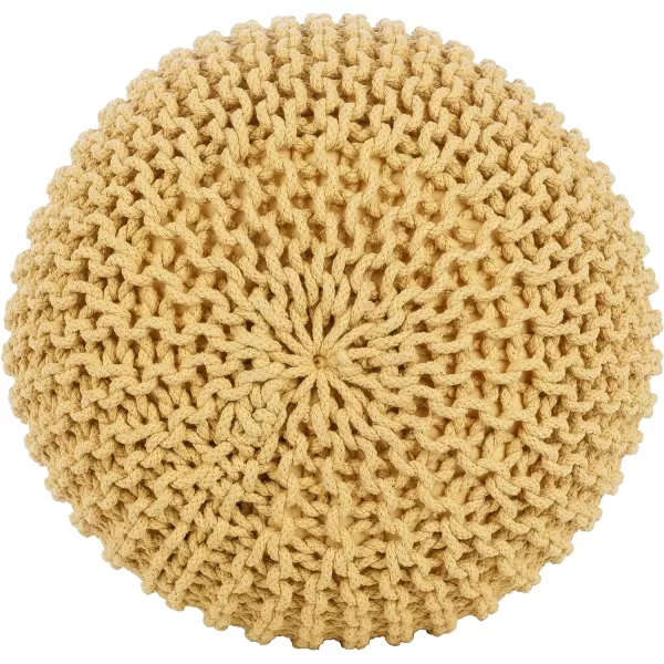 Artistic Weavers McIntosh Cotton Knitted Round Pouf 14 H x 20 W x 20 D Yellow14H x 20W x 20D Saffron