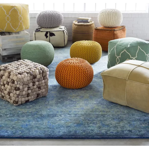 Artistic Weavers McIntosh Cotton Knitted Round Pouf 14 H x 20 W x 20 D Yellow14H x 20W x 20D Saffron