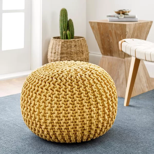 Artistic Weavers McIntosh Cotton Knitted Round Pouf 14 H x 20 W x 20 D Yellow14H x 20W x 20D Saffron