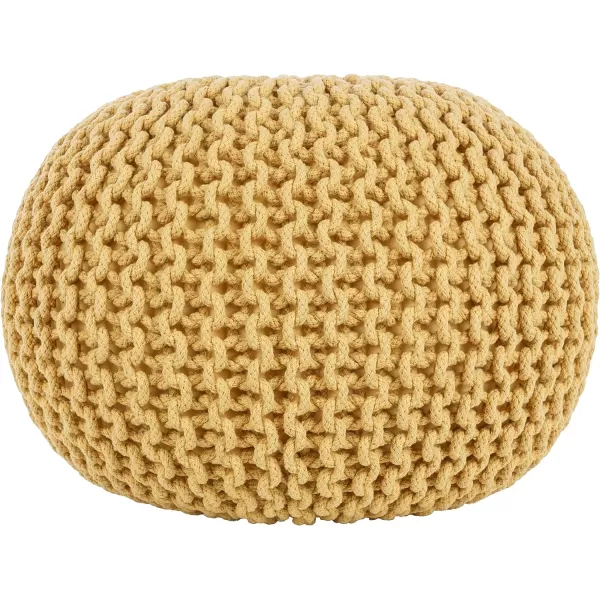 Artistic Weavers McIntosh Cotton Knitted Round Pouf 14 H x 20 W x 20 D Yellow14H x 20W x 20D Saffron