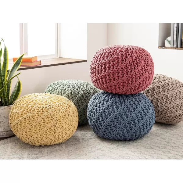 Artistic Weavers McIntosh Cotton Knitted Round Pouf 14 H x 20 W x 20 D Yellow14H x 20W x 20D Seafoam