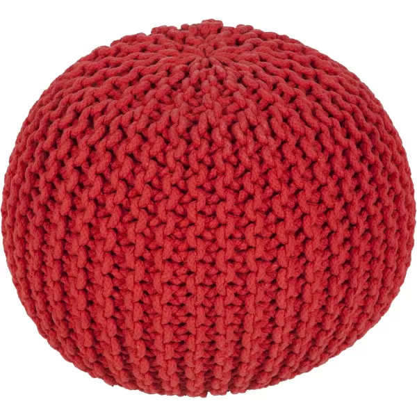 Artistic Weavers McIntosh Cotton Knitted Round Pouf 14 H x 20 W x 20 D Yellow20 x 14 Bright Red