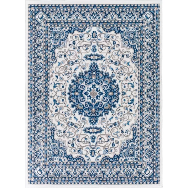 Artistic Weavers Medallion Vintage Mikka Area Rug 5 ft 3 in x 7 ft NavyWhiteNavy 5 ft 3 in x 7 ft