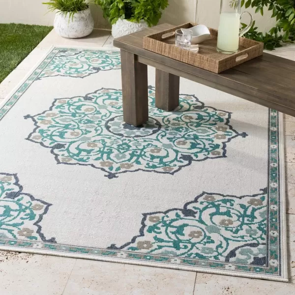 Artistic Weavers Melodie Prosperie Oriental Outdoor Area Rug 53 x 77 Denim25 x 1110 Blue