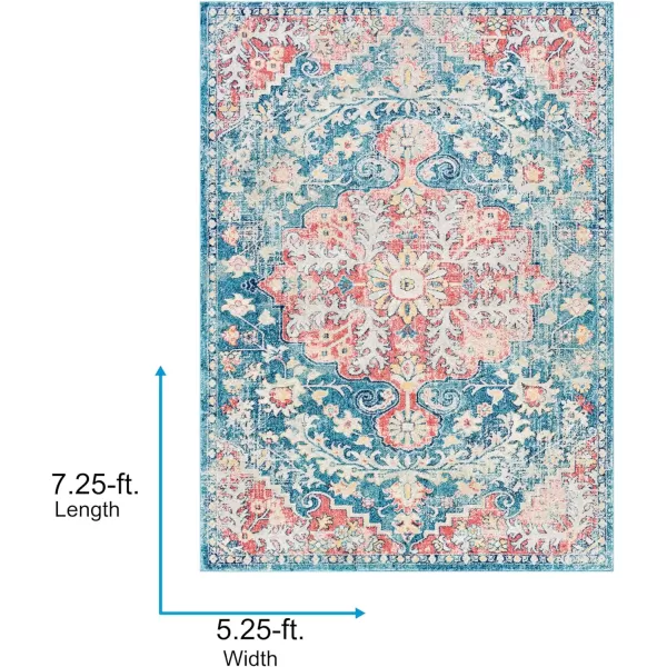 Artistic Weavers Odelia Vintage Bohemian Area Rug710 SquareOrangeNavyBlueBlush 53 x 73