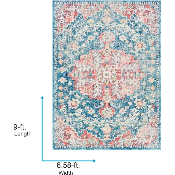 Artistic Weavers Odelia Vintage Bohemian Area Rug710 SquareOrangeNavyBlueBlush 67 x 9