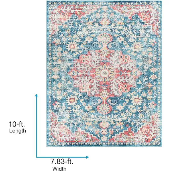 Artistic Weavers Odelia Vintage Bohemian Area Rug710 SquareOrangeNavyBlueBlush 710 x 10