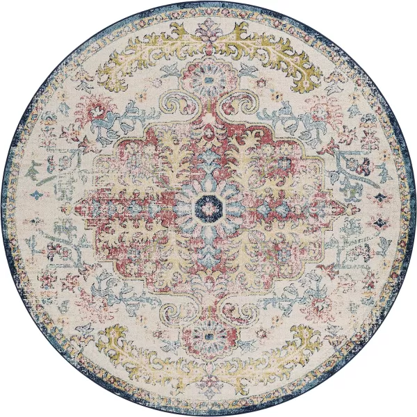 Artistic Weavers Odelia Vintage Bohemian Area Rug710 SquareOrangeNavyGarnetNavy 53 Round