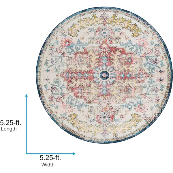 Artistic Weavers Odelia Vintage Bohemian Area Rug710 SquareOrangeNavyGarnetNavy 53 Round