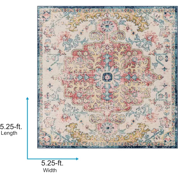 Artistic Weavers Odelia Vintage Bohemian Area Rug710 SquareOrangeNavyGarnetNavy 53 Square