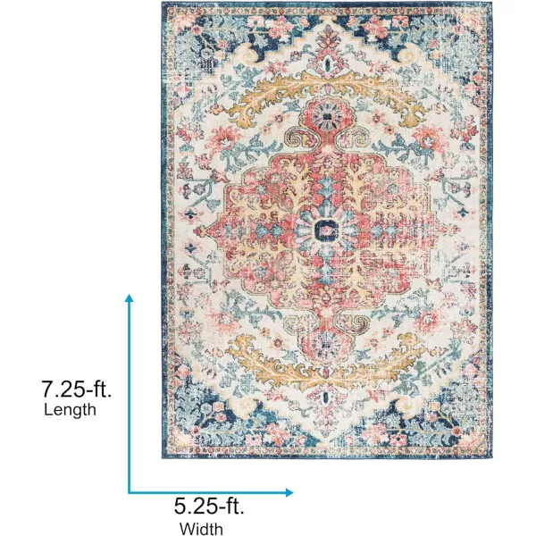 Artistic Weavers Odelia Vintage Bohemian Area Rug710 SquareOrangeNavyGarnetNavy 53 x 73