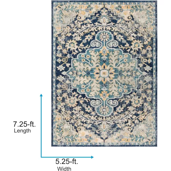 Artistic Weavers Odelia Vintage Bohemian Area Rug710 SquareOrangeNavyNavySky Blue 53 x 73