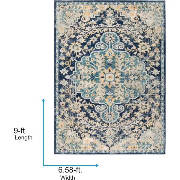 Artistic Weavers Odelia Vintage Bohemian Area Rug710 SquareOrangeNavyNavySky Blue 67 x 9