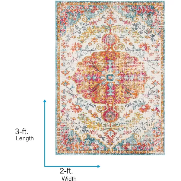 Artistic Weavers Odelia Vintage Bohemian Area Rug710 SquareOrangeNavyOrangeAqua 2 x 3