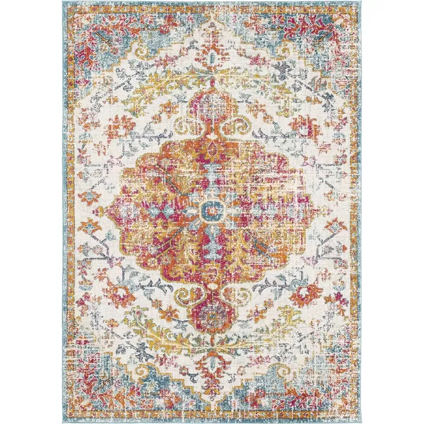 Artistic Weavers Odelia Vintage Bohemian Area Rug710 SquareOrangeNavyOrangeAqua 2 x 3