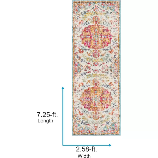 Artistic Weavers Odelia Vintage Bohemian Area Rug710 SquareOrangeNavyOrangeAqua 27 x 73