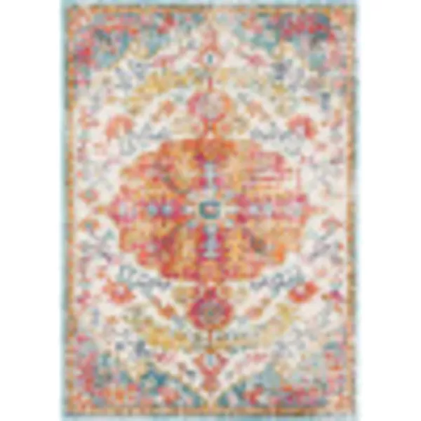 Artistic Weavers Odelia Vintage Bohemian Area Rug710 SquareOrangeNavyOrangeAqua 9 x 126