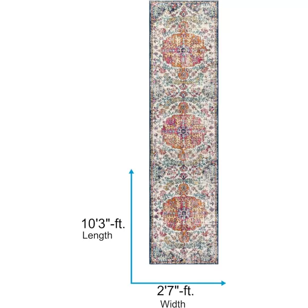 Artistic Weavers Odelia Vintage Bohemian Area Rug710 SquareOrangeNavyOrangeNavy 27 x 103