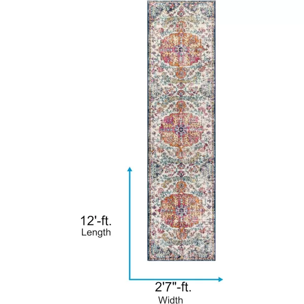 Artistic Weavers Odelia Vintage Bohemian Area Rug710 SquareOrangeNavyOrangeNavy 27 x 12