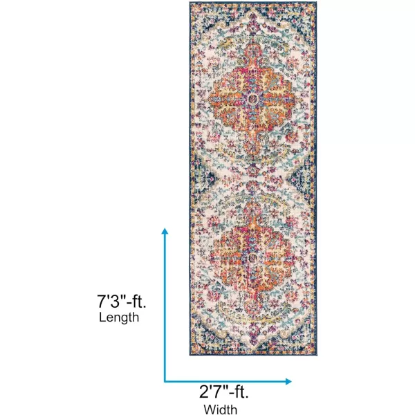 Artistic Weavers Odelia Vintage Bohemian Area Rug710 SquareOrangeNavyOrangeNavy 27 x 73