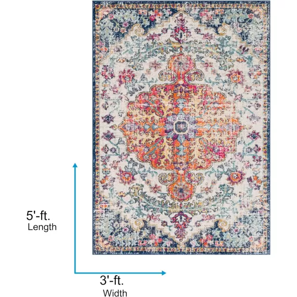 Artistic Weavers Odelia Vintage Bohemian Area Rug710 SquareOrangeNavyOrangeNavy 3 x 5