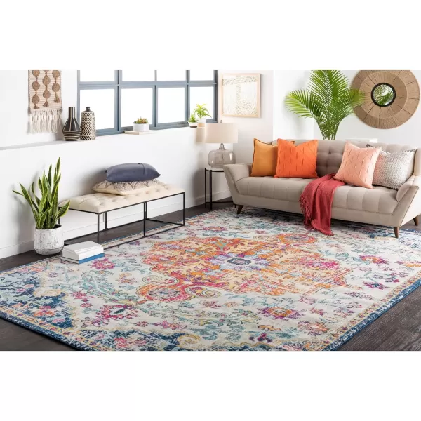 Artistic Weavers Odelia Vintage Bohemian Area Rug710 SquareOrangeNavyOrangeNavy 4 Square