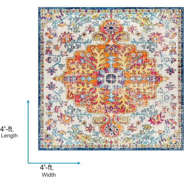 Artistic Weavers Odelia Vintage Bohemian Area Rug710 SquareOrangeNavyOrangeNavy 4 Square