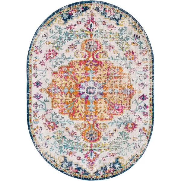 Artistic Weavers Odelia Vintage Bohemian Area Rug710 SquareOrangeNavyOrangeNavy 4 x 6 Oval