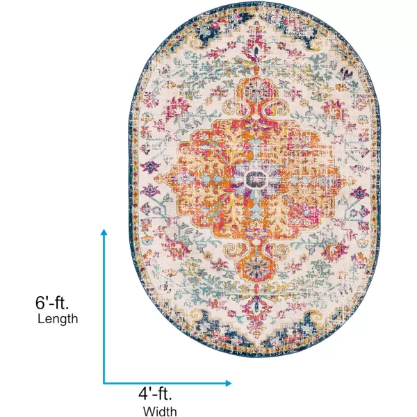 Artistic Weavers Odelia Vintage Bohemian Area Rug710 SquareOrangeNavyOrangeNavy 4 x 6 Oval