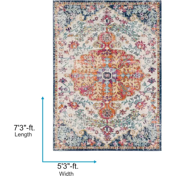 Artistic Weavers Odelia Vintage Bohemian Area Rug710 SquareOrangeNavyOrangeNavy 53 x 73