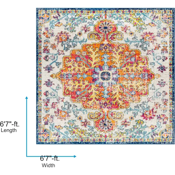 Artistic Weavers Odelia Vintage Bohemian Area Rug710 SquareOrangeNavyOrangeNavy 67 Square