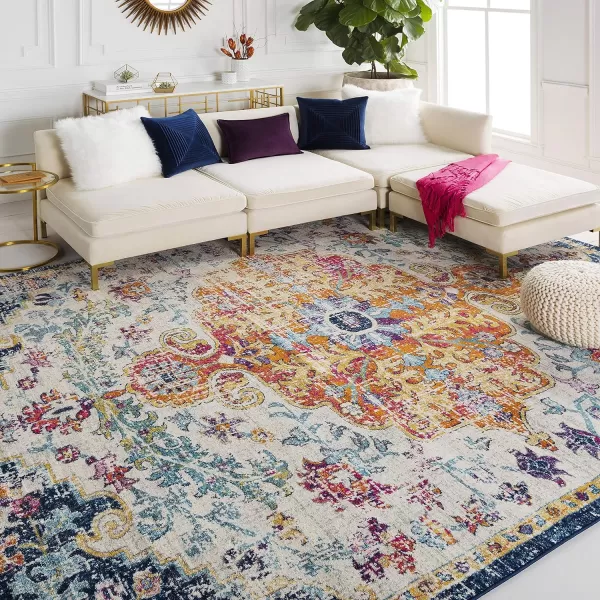 Artistic Weavers Odelia Vintage Bohemian Area Rug710 SquareOrangeNavyOrangeNavy 710 Round