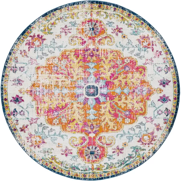 Artistic Weavers Odelia Vintage Bohemian Area Rug710 SquareOrangeNavyOrangeNavy 710 Round