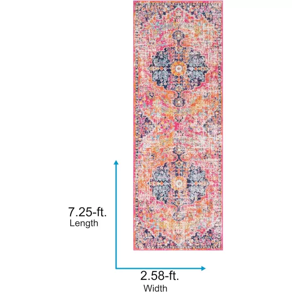 Artistic Weavers Odelia Vintage Bohemian Area Rug710 SquareOrangeNavyPinkOrange 27 x 73