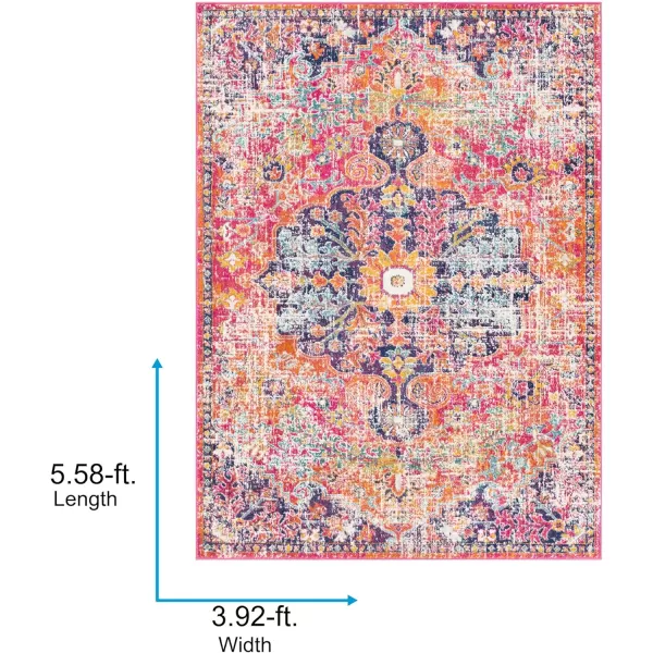 Artistic Weavers Odelia Vintage Bohemian Area Rug710 SquareOrangeNavyPinkOrange 311 x 57