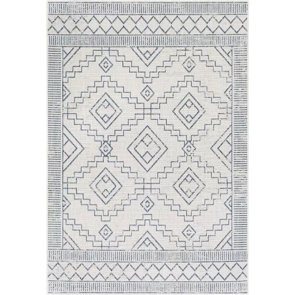 Artistic Weavers Olympia Bohemian Outdoor Area Rug 53 x 77 Navy2 x 211 White