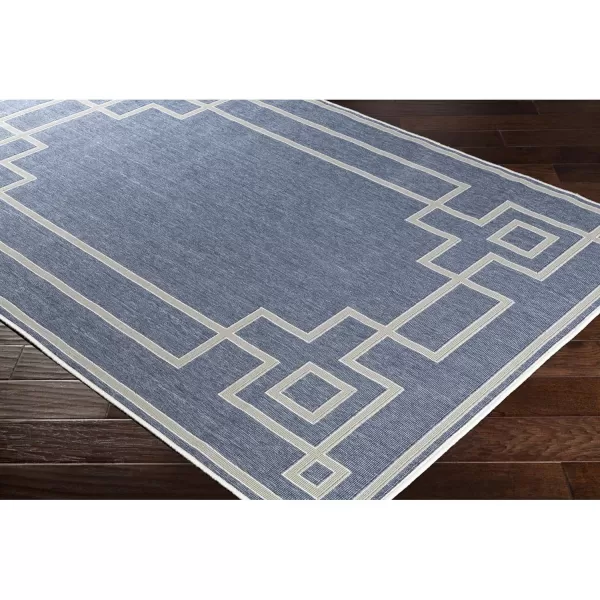 Artistic Weavers Prosperie Solid Border Outdoor Area Rug 73 Round Beige2 ft 5 in x 11 ft 10 in Charcoal