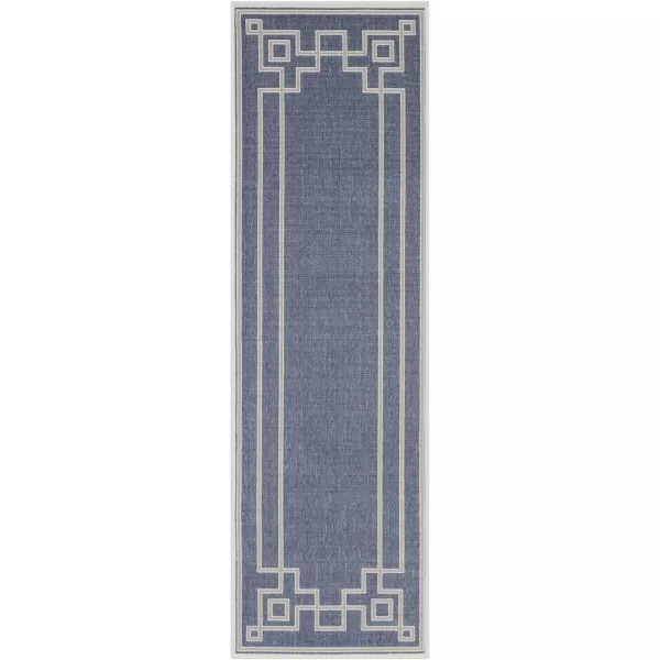 Artistic Weavers Prosperie Solid Border Outdoor Area Rug 73 Round Beige2 ft 5 in x 11 ft 10 in Charcoal