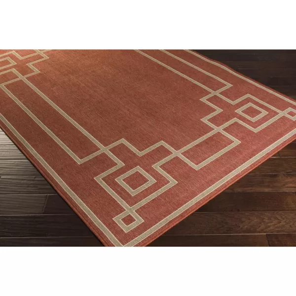 Artistic Weavers Prosperie Solid Border Outdoor Area Rug 73 Round Beige2 ft 5 in x 11 ft 10 in Rust