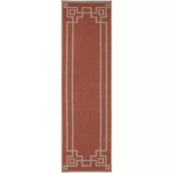 Artistic Weavers Prosperie Solid Border Outdoor Area Rug 73 Round Beige2 ft 5 in x 11 ft 10 in Rust