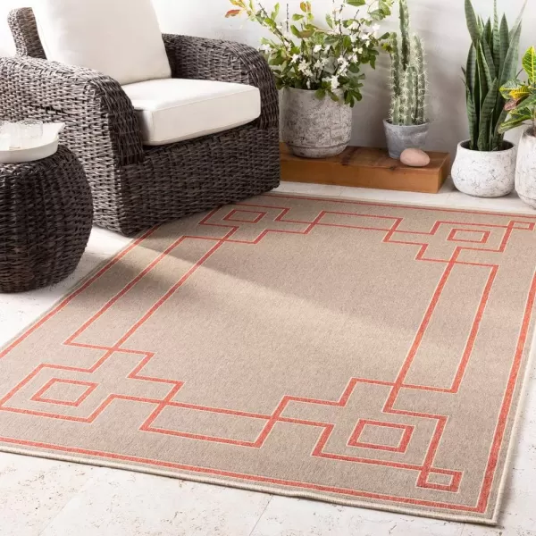 Artistic Weavers Prosperie Solid Border Outdoor Area Rug 73 Round Beige2 ft 5 in x 4 ft 5 in Beige