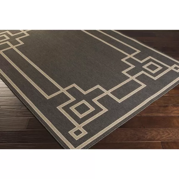 Artistic Weavers Prosperie Solid Border Outdoor Area Rug 73 Round Beige2 ft 5 in x 4 ft 5 in Black