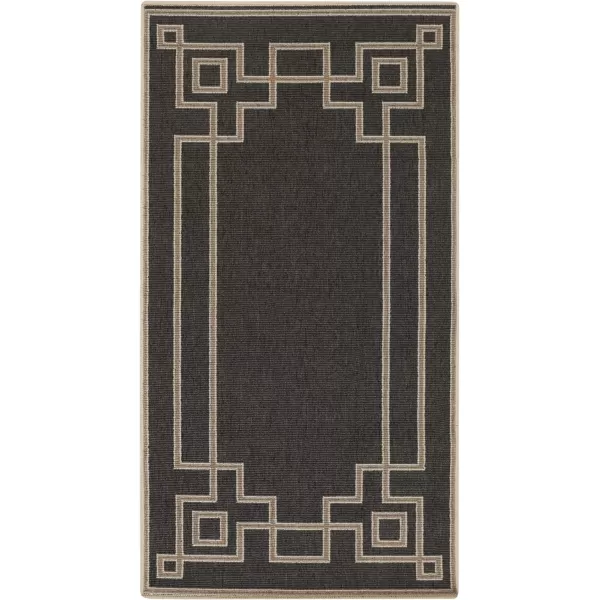 Artistic Weavers Prosperie Solid Border Outdoor Area Rug 73 Round Beige2 ft 5 in x 4 ft 5 in Black