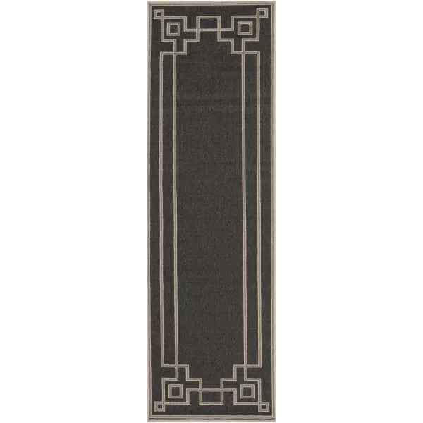 Artistic Weavers Prosperie Solid Border Outdoor Area Rug 73 Round Beige25 x 1110 Black