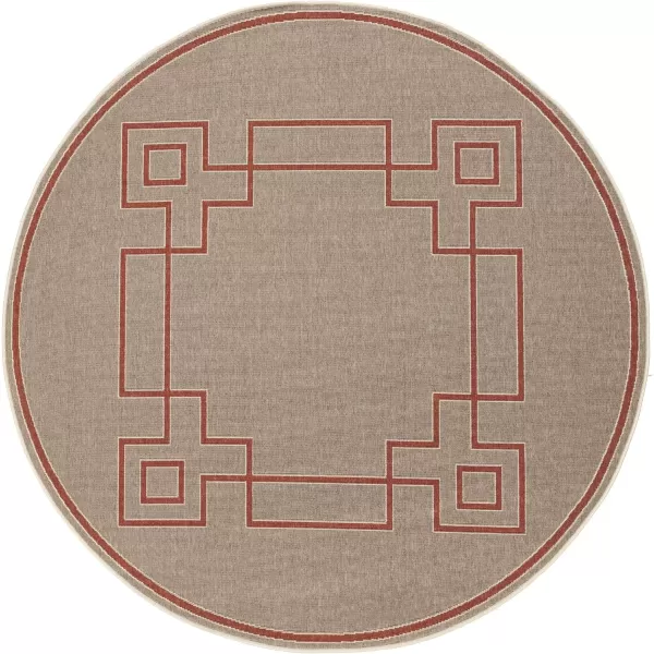 Artistic Weavers Prosperie Solid Border Outdoor Area Rug 73 Round Beige5 ft 3 in Round Beige