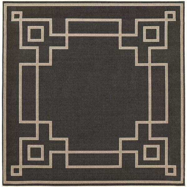 Artistic Weavers Prosperie Solid Border Outdoor Area Rug 73 Round Beige8 ft 10 in Square Black