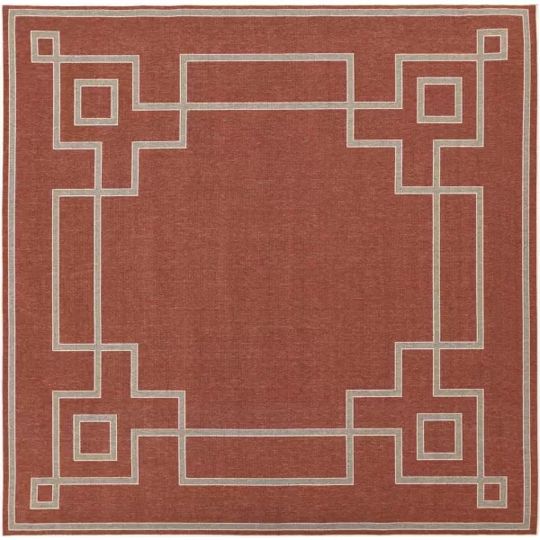 Artistic Weavers Prosperie Solid Border Outdoor Area Rug 73 Round Beige8 ft 10 in Square Rust